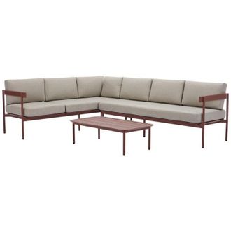 Vente-Unique Vente-unique - Salotto giardino modul. Alluminio: 1 divano angol. soll.+1 tavolino Terracotta cuscini Beige - laston di mylia