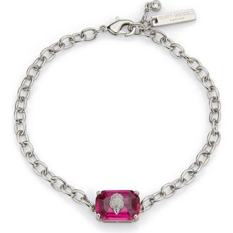 Kurt Geiger Emerald Cut Crystal Eagles Head Chain Bracelet in Fuchsia at Nordstrom Rack