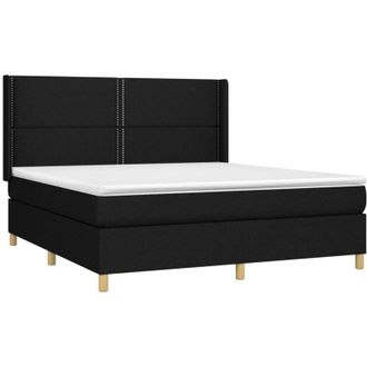 vidaXL Vidaxl - Cama Box Spring Con Colch&oacute;n Tela Negro 160x200 Cm