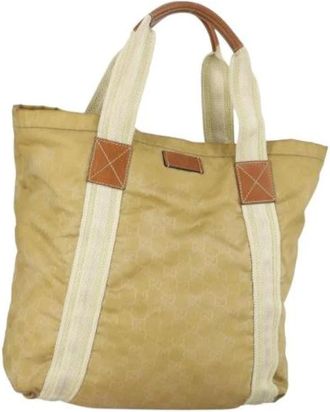Gucci Pre-owned Tote Bags, female, Beige, Size: ONE SIZE Pre-owned Nylon Tote Bag