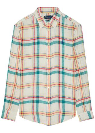 Polo Ralph Lauren Plaid Linen Shirt - White - S (UK8-10 / S)
