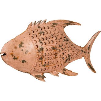 Biscottini International Biscottini - Pesce porta candela in ferro dipinto a mano