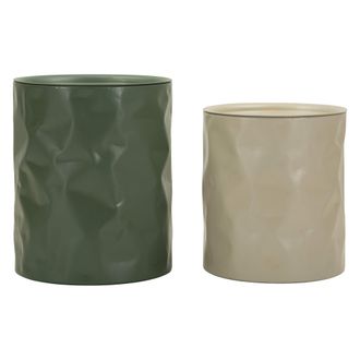 Dmora Mesita De Sal&oacute;n Ganomo, Set De 2, Forma Redonda, Color Blanco, 44x52x44h Cm Blanco Crema
