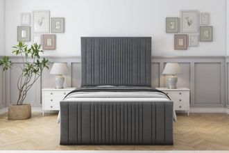 Sloomy Kingsley Coniston Frame-Mattress - 50 Upholstered Headboard in Dark Grey | Size: Small Double