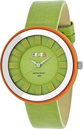 Crayo Celebration Green Dial Green Leather Watch CRACR3404