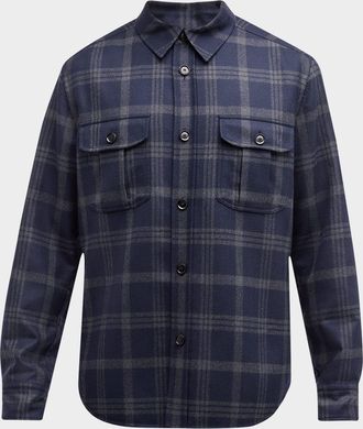 Brioni Men & apos;s Plaid Double-Face Overshirt