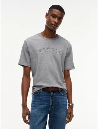 Tommy Hilfiger Mens Embroidered Arch Logo T-Shirt - B25 Grey Heather - XXL