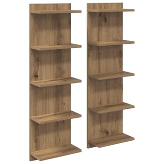 vidaXL Estante De Pared 2 Uds. Roble Artisan 30 X 15 X 100 Cm Vidaxl
