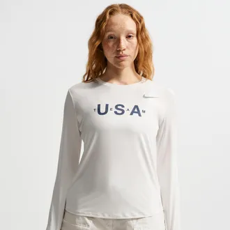 Nike Womens Team USA One Dri-FIT Long-Sleeve Top in White | HQ6052-121