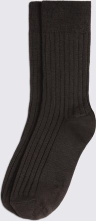 Moss Chocolate Mercerised Ribbed Sock