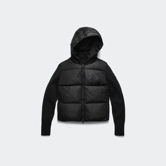 Canada Goose HyBridge Wide Quilt Knit Hoodie Tonal Disc (Women, Black, XL)