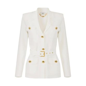 Elisabetta Franchi Blazers, female, Beige, Size: XS Elisabetta Franchi Sweaters Ivory