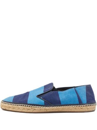 Burberry striped flat espadrilles - men - Rubber/Calf Leather/Fabric - 42.5 - Blue