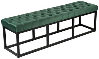 Clp Banco con patas de metal y asiento en terciopelo verde