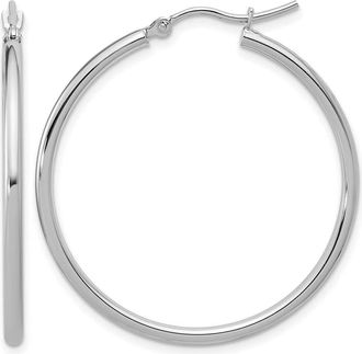 Diamond2Deal 14K Gold 2x35mm Round Shape Hoop Earrings