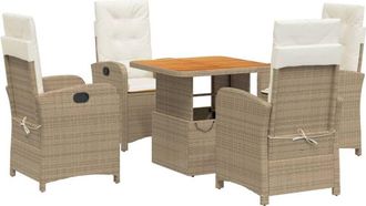 vidaXL Vidaxl - Set Comedor De Jard&iacute;n 5 Pzas Con Cojines Rat&aacute;n Sint&eacute;tico Beige