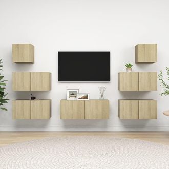 Berkfield Home 7 Piece TV Cabinet Set Sonoma Oak Engineered Wood in Brown
