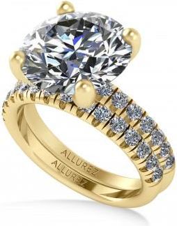 Allurez Round Moissanite Diamond Solitaire Ring Bridal Set 14K Yellow Gold (5.87ct)