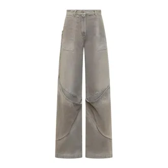 The Attico Wide Jeans, female, Gray, Size: W27 Maxi Pocket Jeans
