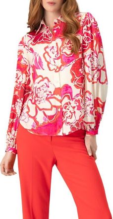 Ivonne Floral Print Long Sleeve Blouse in Fuchsia at Nordstrom, Size 12