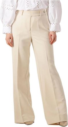 Co'Couture Broeken, Dames, Beige, XS, Elegante Wijde Lange Broek