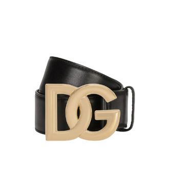 Dolce & Gabbana Belts, female, Black, 85 CM, Black Leather Belt with DG Logo