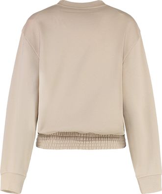 Moncler Womens Cotton Crew-Neck Sweatshirt Beige Sweatshirts Sweater