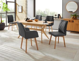 HOME AFFAIRE Esszimmerstuhl »Brest« (Set) 2 Stk.Armlehnstuhl in Leder oder Microfaser, Gestell Eiche Massiv geölt