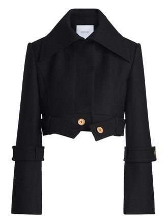 Patou belted wide-lapel jacket - women - Virgin Wool/Viscose - 40 - Black
