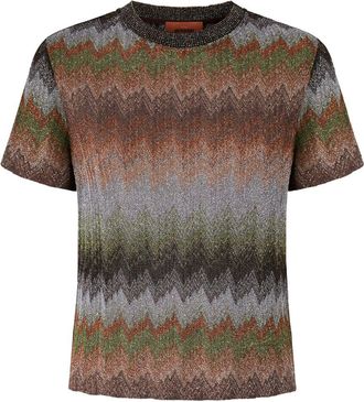 Missoni Snake-Pattern Viscose Lam&eacute; Crewneck T-Shirt Clothing