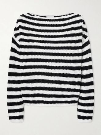 Allude Pullover In Misto Cotone E Cashmere A Righe - Blu
