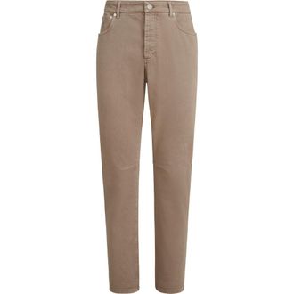 Brunello Cucinelli Garment-dyed denim trousers in Light Brown at Nordstrom, Size 56 It