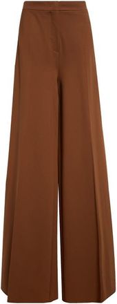 Max Mara Circolo High Waist Wide Leg Compact Jersey Trousers in Tobacco at Nordstrom, Size 12