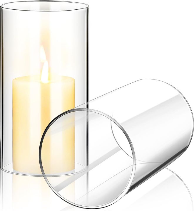 BESPORTBLE 2er Set Glaszylinder ohne Boden 8x15cm - Windlicht Glas für Kerzen & Teelichter - Transparentes Ersatzglas für Grablaterne & Tischdeko - Zylinder Kerz ab 20,79 €