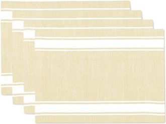 Solino Home Linen Placemats - Country Stripe in Pale Khaki at Nordstrom, Size Medium