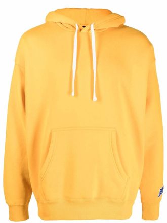 Diesel logo-patch cotton hoodie - men - Polyester/Cotton - L - Yellow