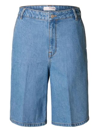Selected denim knee-length shorts - women - Hemp/Organic Cotton/Elastane - 34 - Blue