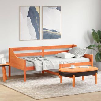 vidaXL Sof&aacute; Cama Sin Colch&oacute;n Madera Maciza Pino Marr&oacute;n Cera 80x200 Cm Vidaxl