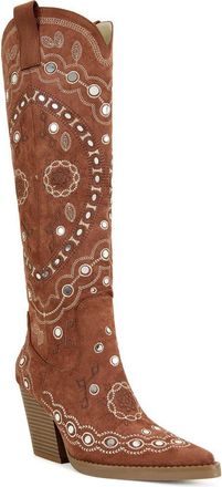 Azalea Wang Aamina Over the Knee Western Boot in Tan at Nordstrom, Size 7.5