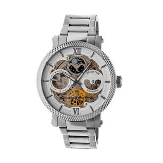 Heritor Aries Skeleton Leather-Band Watch in Silver/white at Nordstrom