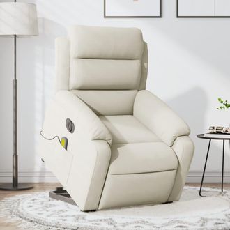 vidaXL Vidaxl - Sill&oacute;n Reclinable De Masaje El&eacute;ctrico Elevable Terciopelo Crema