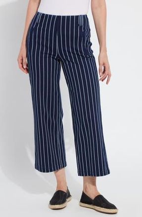Lyss&eacute; Esme Stripe Crop Wide Leg Jeans in Indigo Nautical Stripe at Nordstrom Rack, Size Medium
