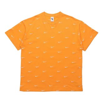 Nike Mens Nike Nrg Swoosh Logo Tee Full Print logo Embroidered Short Sleeve Yellow T-Shirt CK4094-886