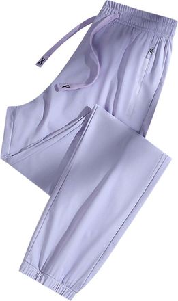 Generic Petite Joggers For Women Short Leg Quick Dry Baggy Sweatpants Gym Loose Comfort Tracksuit Bottoms Solid Color Jogging Bottoms For Women Zip Pockets Dr