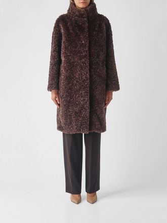 Herno Cappotto in ecopelliccia shearling al ginocchio con collo alto
