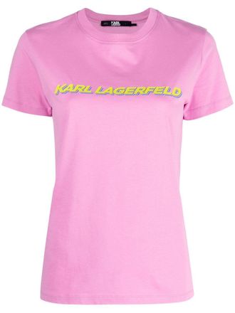 Karl Lagerfeld Future Logo-print T-shirt - women - Organic Cotton - M - Pink