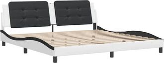 vidaXL Vidaxl - Bed Frame without Mattress Zadar White and Black 200x200 cm Faux Leather
