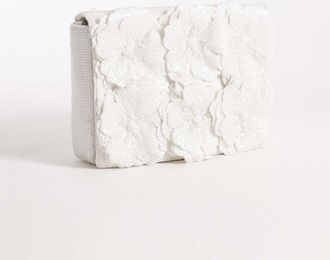 Accessorize Pochette a battente bianca con fiori 3D-Bianco