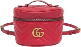 Gucci Pre-owned Quilting 598594 Rugzak - Dames - Vintage Heuptassen - Rood - ONE Size - Leer - Vintage