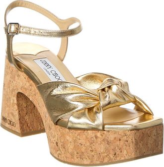 Jimmy Choo London Heloise 95 Leather Wedge Sandal